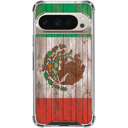Mexican Flag Dark Wood Pixel 9/9 Pro Clear Case